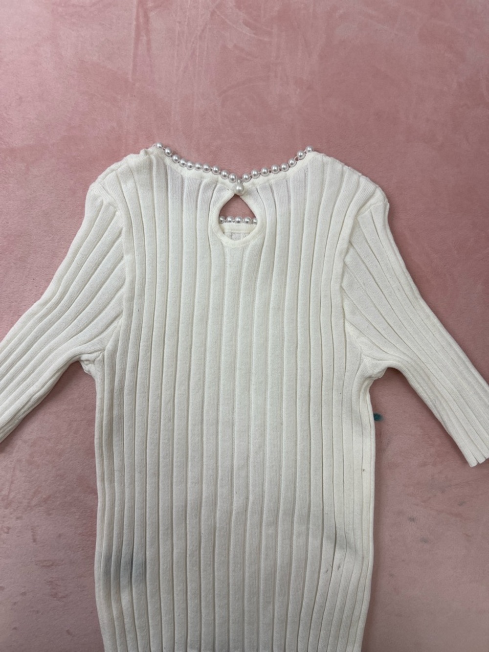 Pearl-Trim Ribbed Crop Top - Picture 4 of 4
